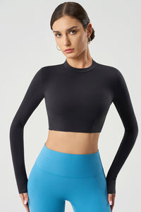 Women Slim-Fit Crop Naked-Feel Long Sleeve Yoga & Running Sportswear Top