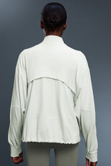 Women Windproof Stand-Collar Loose-Fit Adjustable Hem Workout Jacket