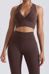 Women V-Neck Cross Back Quick-Dry Yoga Sports Bra