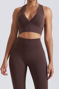 Women V-Neck Cross Back Quick-Dry Yoga Sports Bra