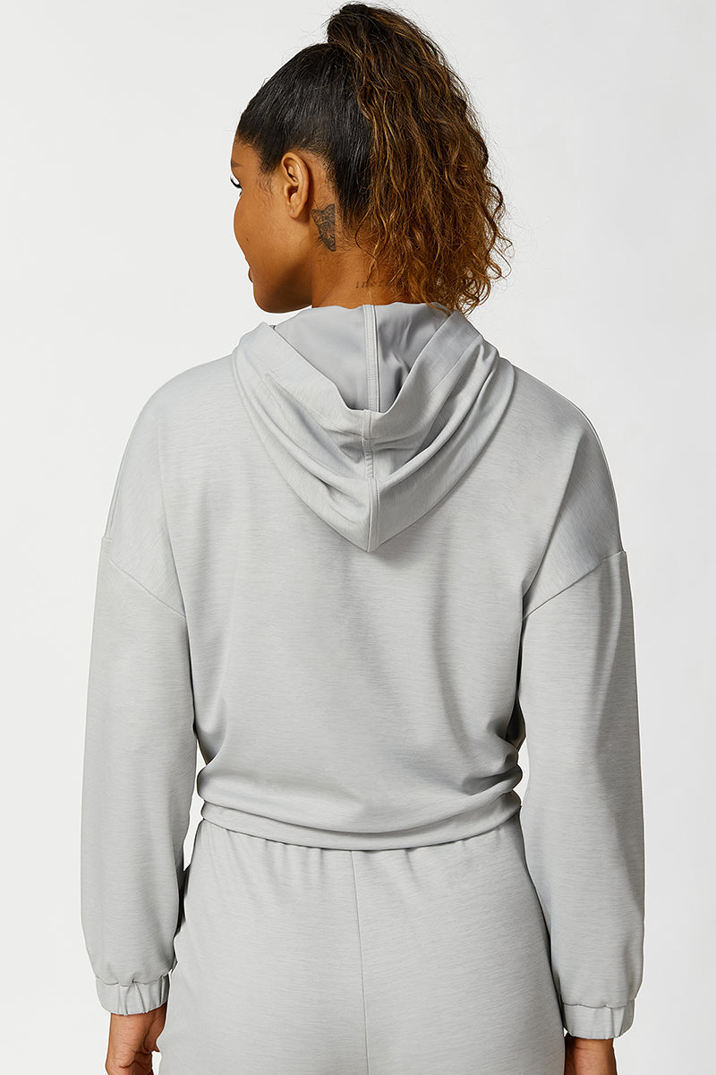 Women'S Drawstring Hem Hooded Sweatshirt