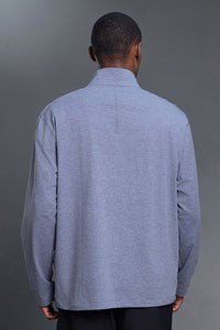 Men Half-Zip Stand Collar Breathable Loose Long Sleeve T-Shirt