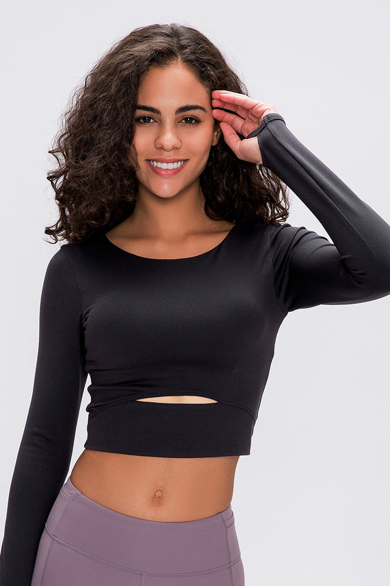 Women'S Yoga Slim Fit Long Sleeved Thumbhole