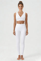 Women's Scalloped Edge Sets:Sports Bra &  High-Waist Legging