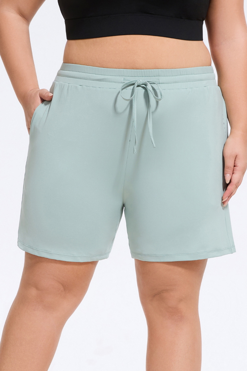 Plus Size Women's Drawstring Waist Loose-Fit Athleisure Shorts