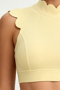 Women's Scalloped Mock Neck Bra And Leggings Yogg Sets