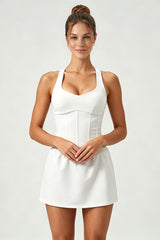 Women's Corset-Style Tennis Dress with Built-In Shorts