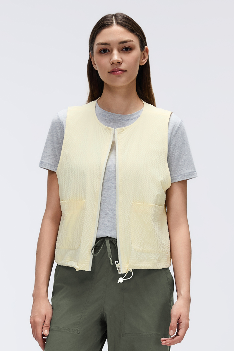 Women's Workwear Sleeveless  Drawstring Waist Cargo Vest