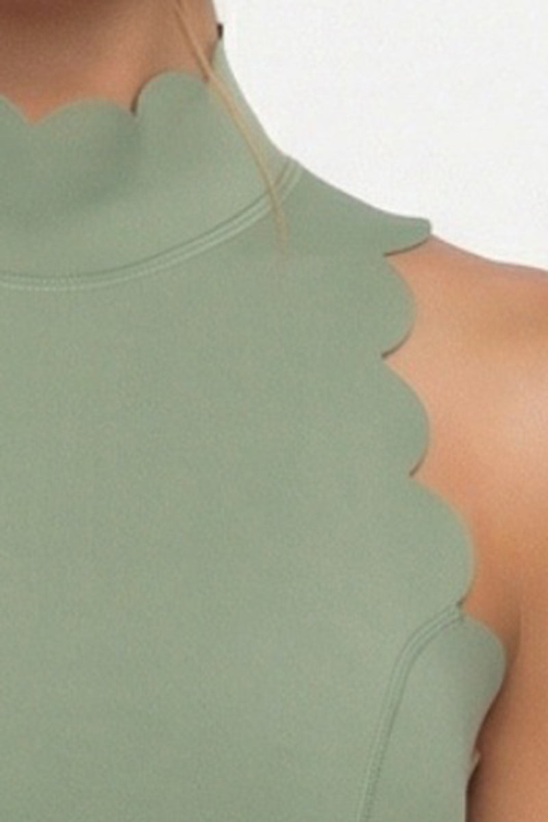 Women's Athletic Petal Mock-Neck Backless Tank Top