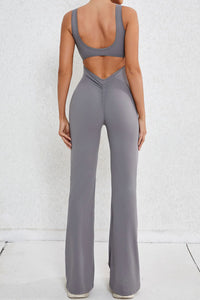Women Hollow Out Back Micro Peach Hip Lift Sports Fitness Yoga Bodysuit