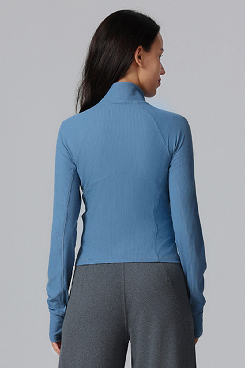 Half-Zip Ribbed Athletic Long Sleeve