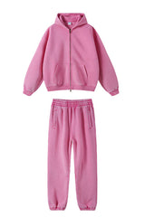 Unisex Fleece Zip-Up Hoodie Set: Pullover + Sweatpants