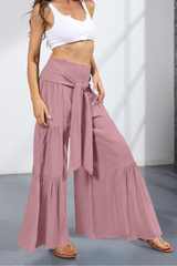 Women's vintage layered wide-leg pants