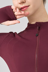 Women Stand Collar Slim-Fit Yoga Running Long Sleeves