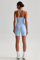 Women Solid Naked Sensation Yoga Set: High-Waisted Sculpting Shorts + Crisscross Back Support Bra