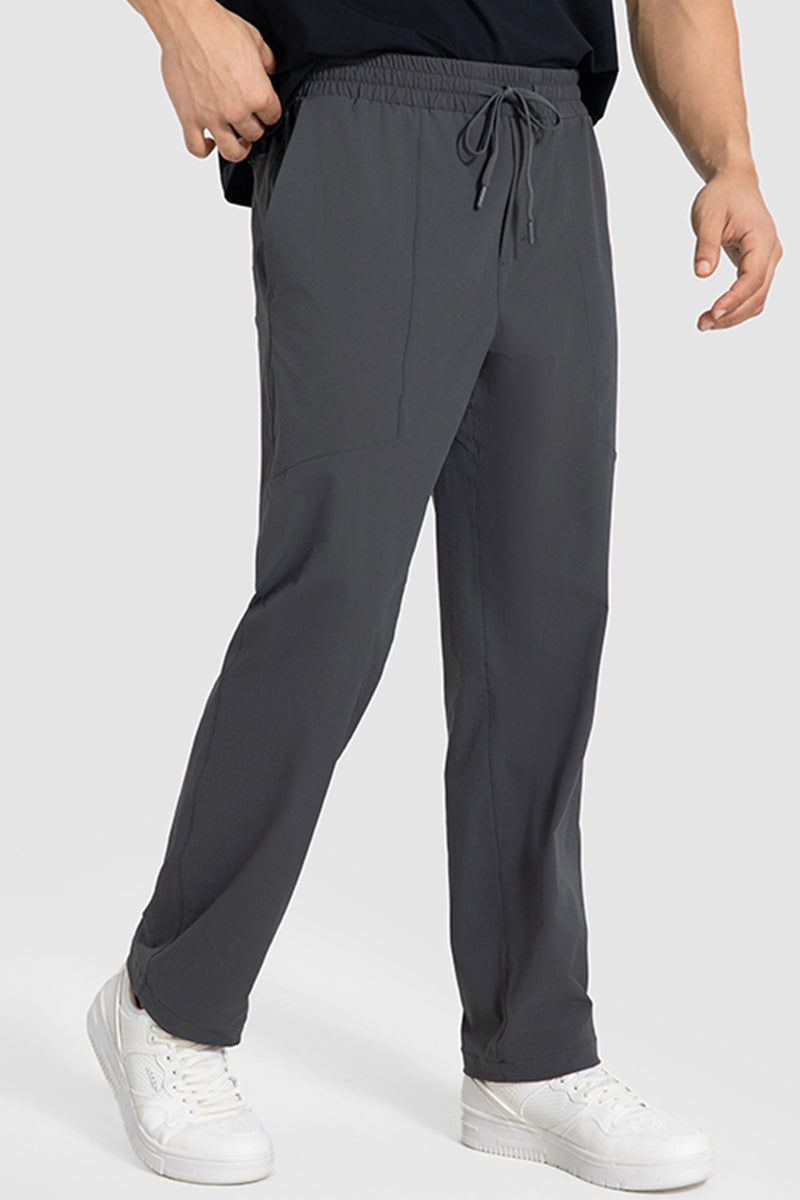 Men Loose Lightweight Quick-Dry Straight Leg Breathable High-Elastic Sports Pants