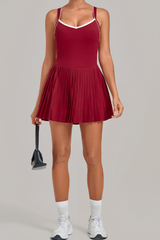 Women's Preppy Style Color Block Fixed Cups Tennis Dress