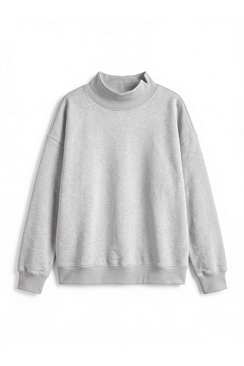 Women's Fall Fleece Mock Neck Sweatshirt with Side Neck Slit
