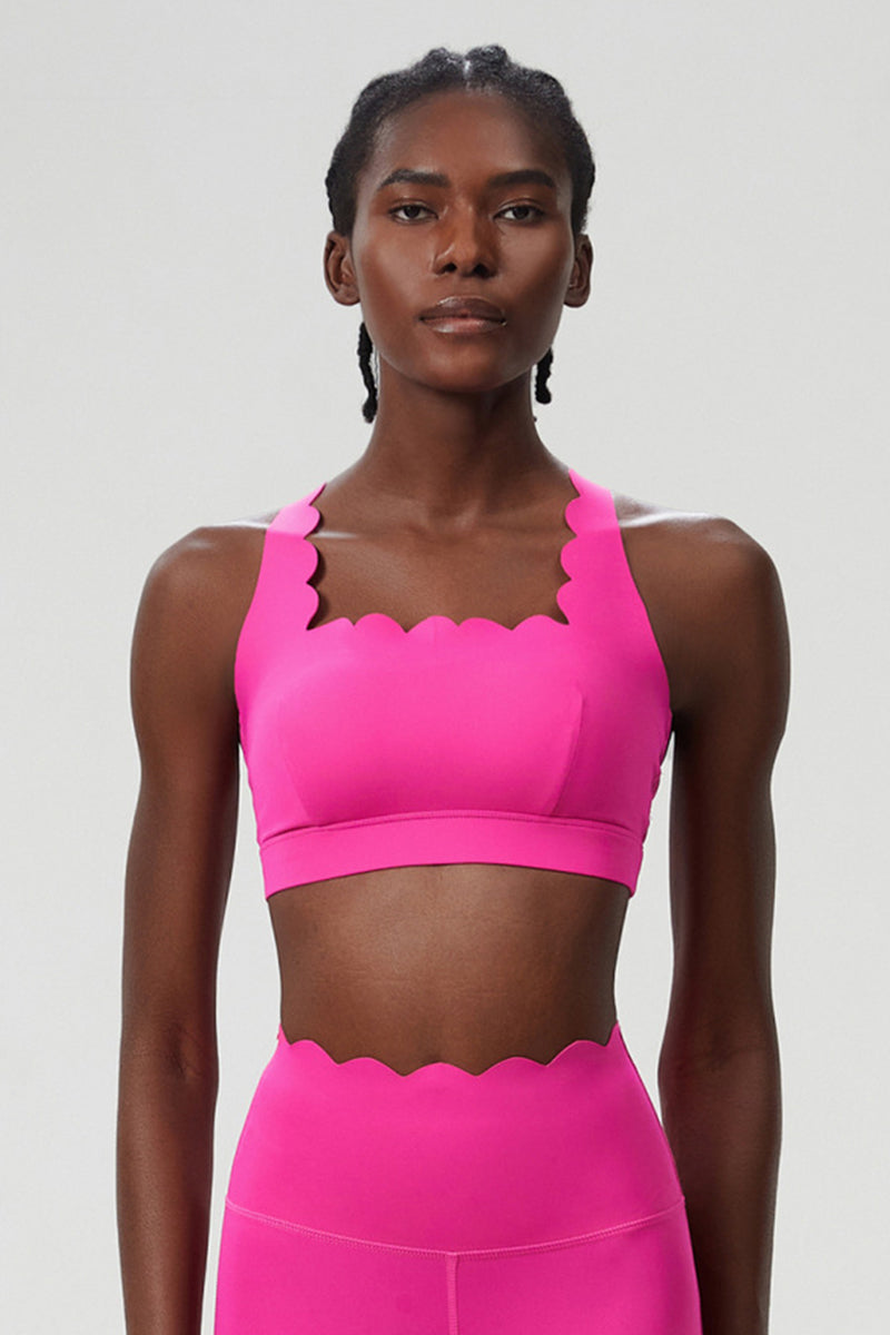 Women Wave-Edge Double-Strap High-Impact Quick-Dry Sports Bra