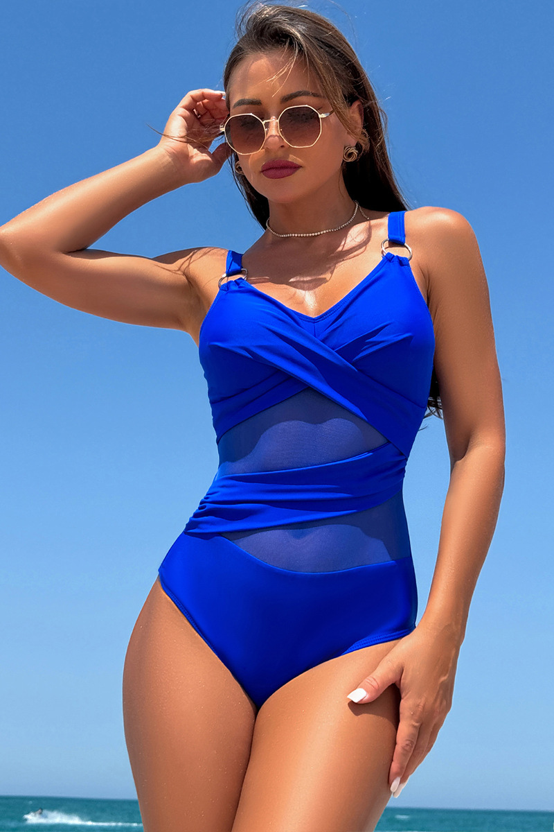 Women's Mesh-Stitched Twist-Front One-Piece Swimsuit