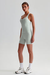 Women Solid Naked Sensation Yoga Set: High-Waisted Sculpting Shorts + Crisscross Back Support Bra
