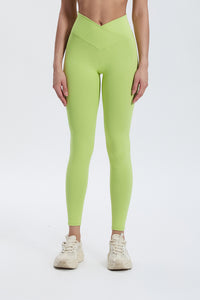 Women'S Bright Crossover High-Waisted Hip Lift Dance Stretch Cropped Pants