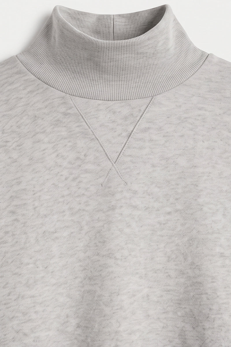 Women's Fall Solid Fleece Loose Mock Neck Sweatshirt
