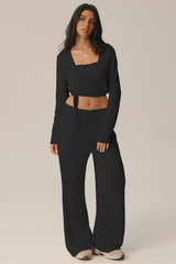 Women's 3 Piece Set: Bra & Long Sleeve Top & Casual Pants