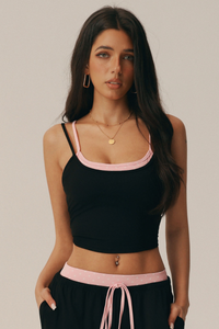 Women's Athletic Polka Dot Trim Layered-Look Cami