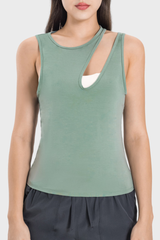 Women's Nude Feel Yoga Top - Sexy Cut-Out Strap Fitness Tank
