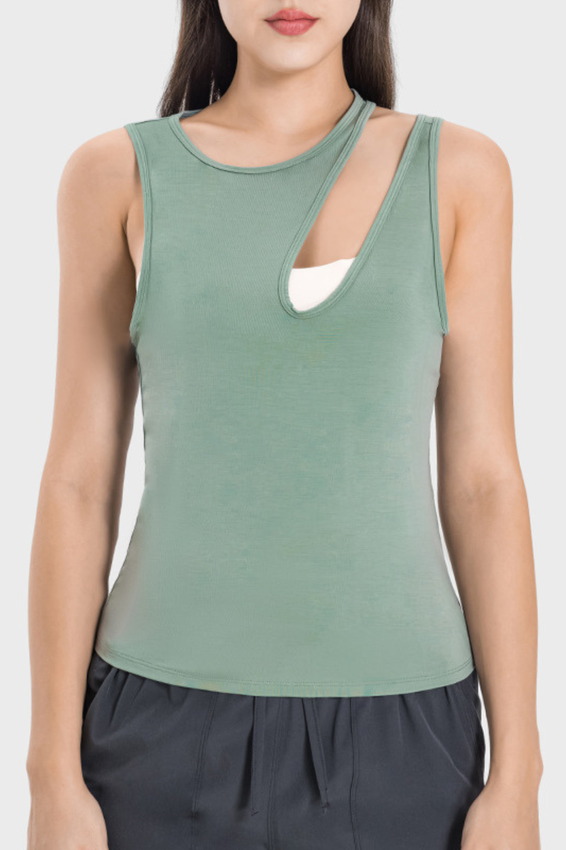Women's Nude Feel Yoga Top - Sexy Cut-Out Strap Fitness Tank