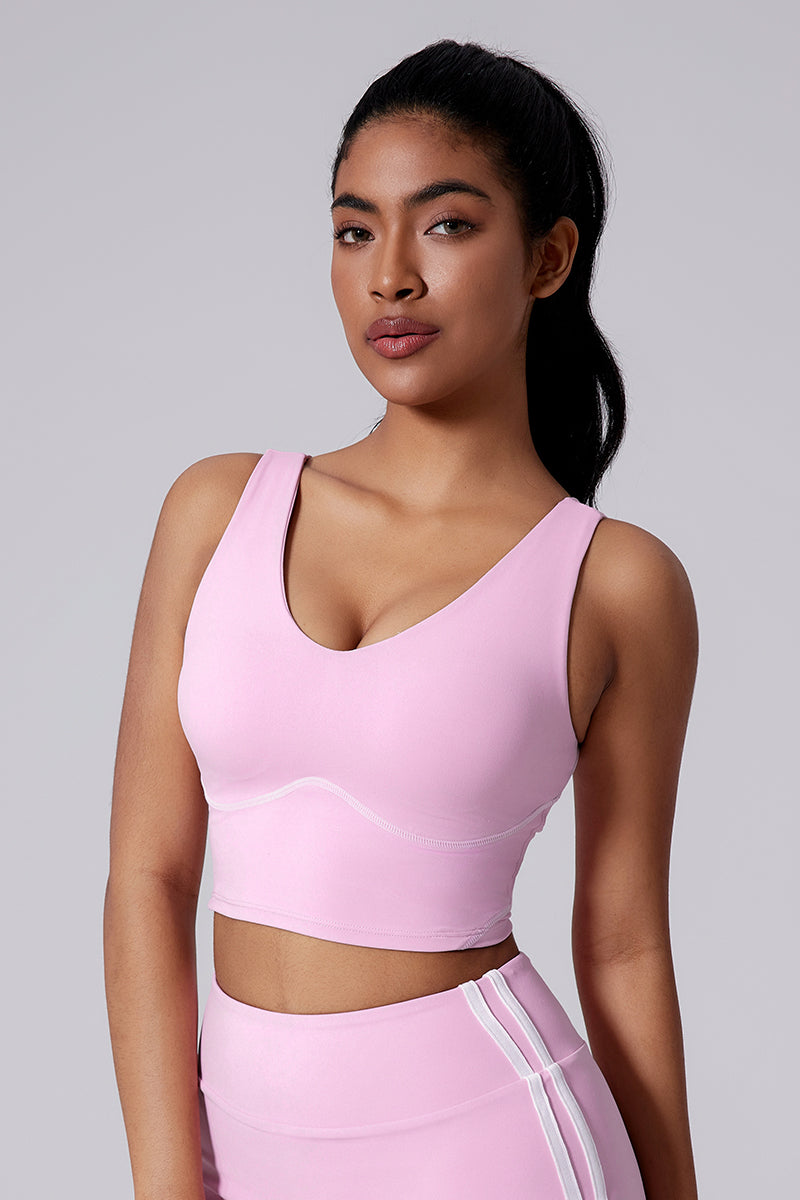 Women Wide Strap Built-In Bra Medium Support Yoga Workout Tank Top