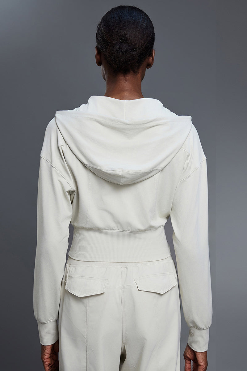Women Hooded Short Waist-Tie Open-Front Yoga Sportswear Jacket
