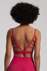 Solid Color Back Cut-Out Sports Bra