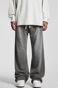 Rustic-style straight-leg long pants