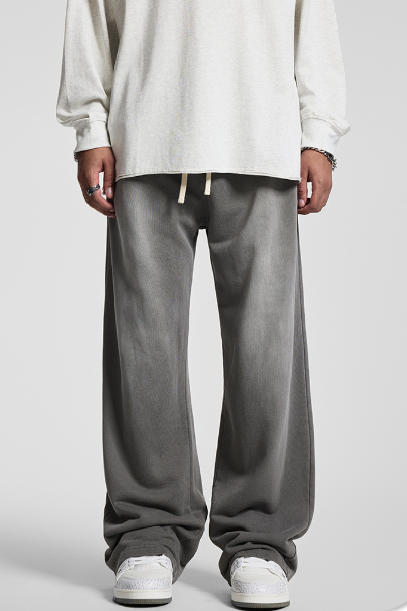 Rustic-style straight-leg long pants