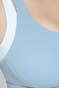 Plus Size Women's Faux Two-Piece Color-Block Sports Bra