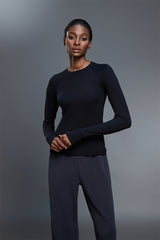 Women Round Neck Slim Fit Long Sleeve Workout Top