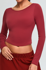 Women's Athletic Slim Backless Quick-dry Long Sleeves T-shirt