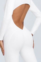 Women Zipper Long Sleeve Long Pants Nude Outfit Fitness Sports Tight Yoga Jumpsuit