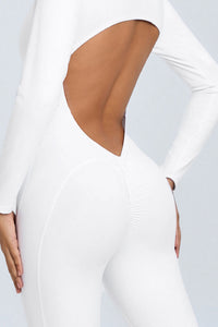 Women Zipper Long Sleeve Long Pants Nude Outfit Fitness Sports Tight Yoga Jumpsuit