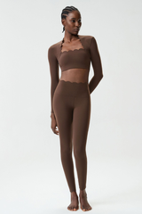 Women's Petal Long Sleeve Crop Top And Leggings Two-Piece Set