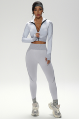 Women's Athletic Stand-Up Collar Seamless 2 Piece Set