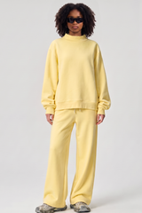 Unisex Fall Fleece Mock Neck Sweatshirt and Sweatpants Sets