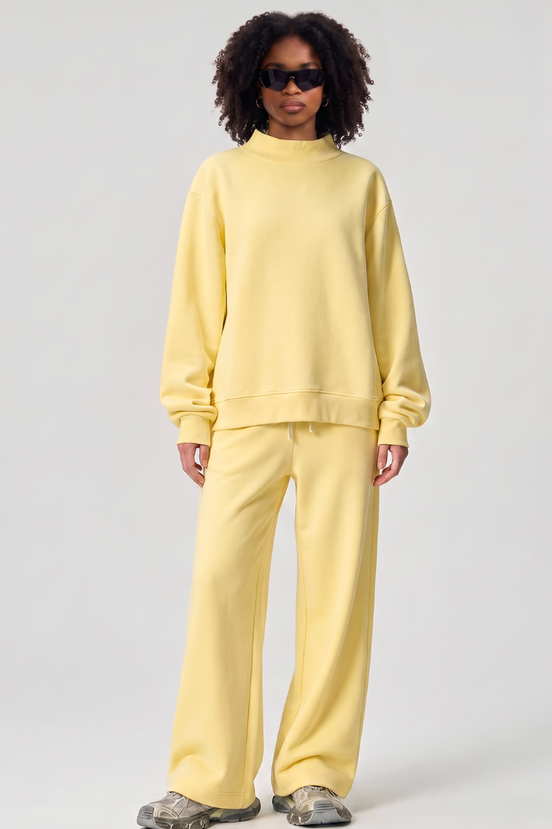Unisex Fall Fleece Mock Neck Sweatshirt and Sweatpants Sets