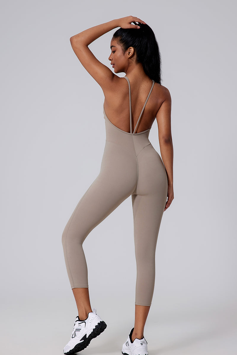 Women V-Back Sculpting Butt-Lifting Naked-Feel Yoga Running Fitness Bodysuit
