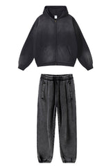 Unisex Fleece Zip-Up Hoodie Set: Pullover + Sweatpants