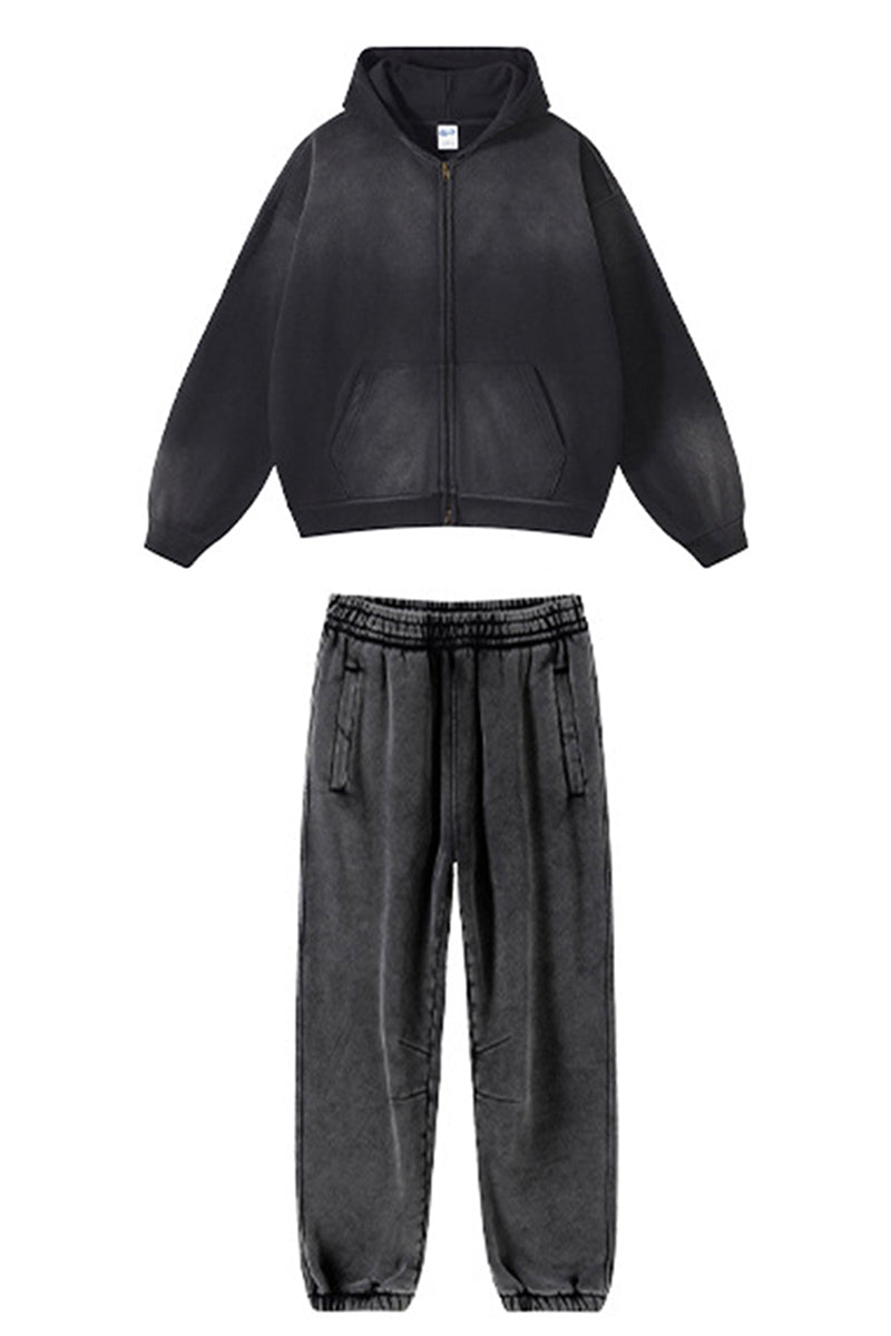 Unisex Fleece Zip-Up Hoodie Set: Pullover + Sweatpants