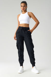 Women Mid-Rise Drawstring Leg Loose-Fitting Lightweight Quick-Drying Breathable Outdoor Workwear Sweatpants