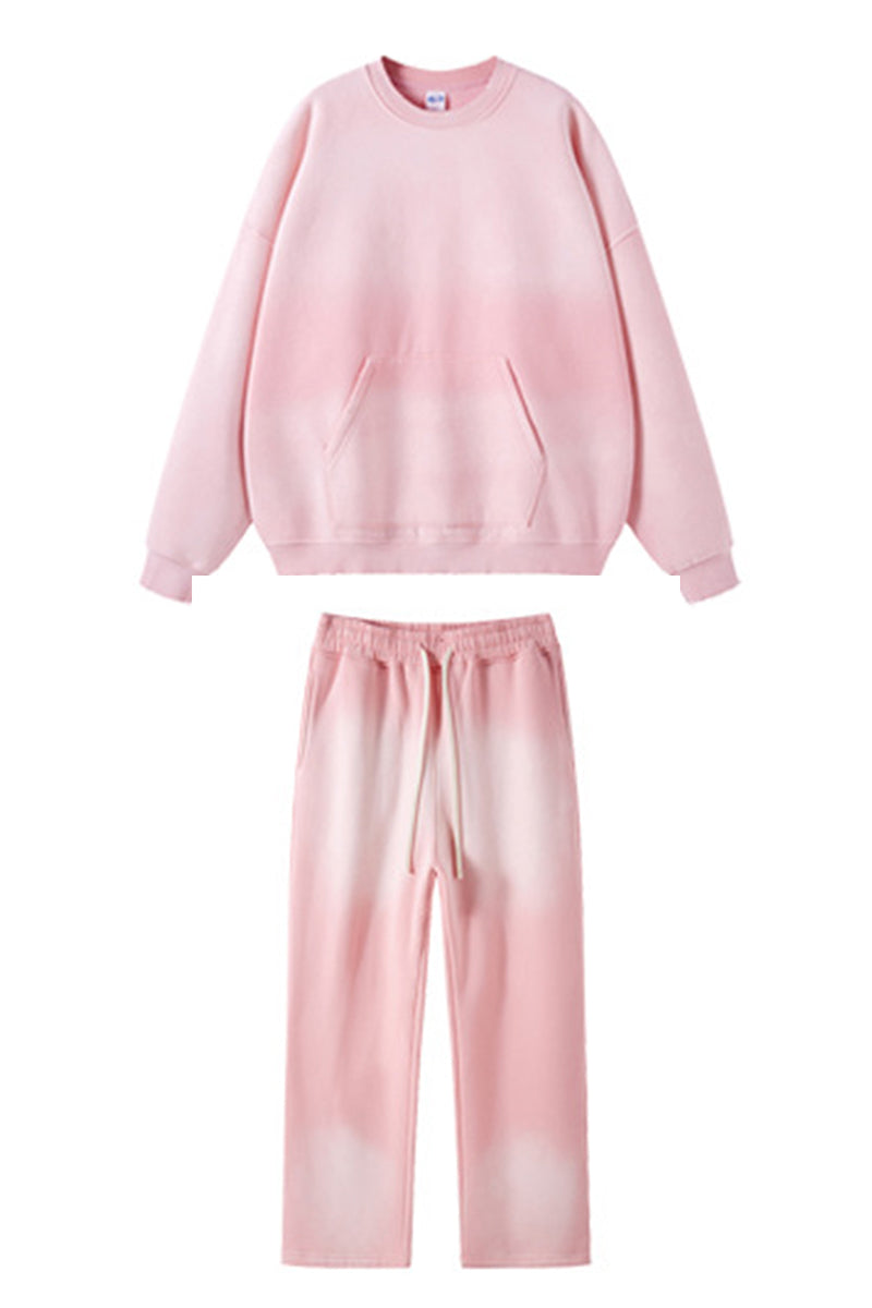 Unisex spray-dyed crew neck tracksuit